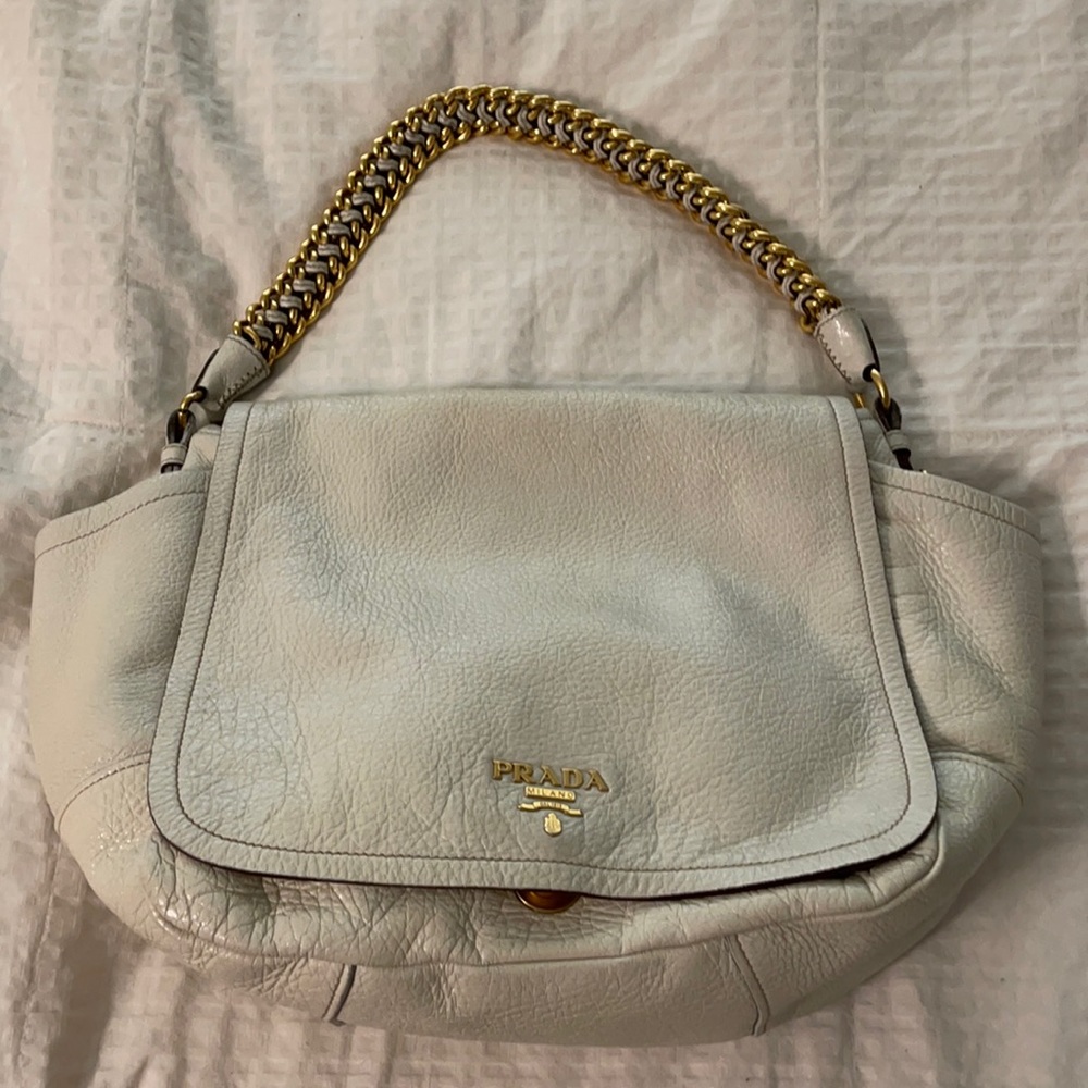 Prada patient leather white cream bag